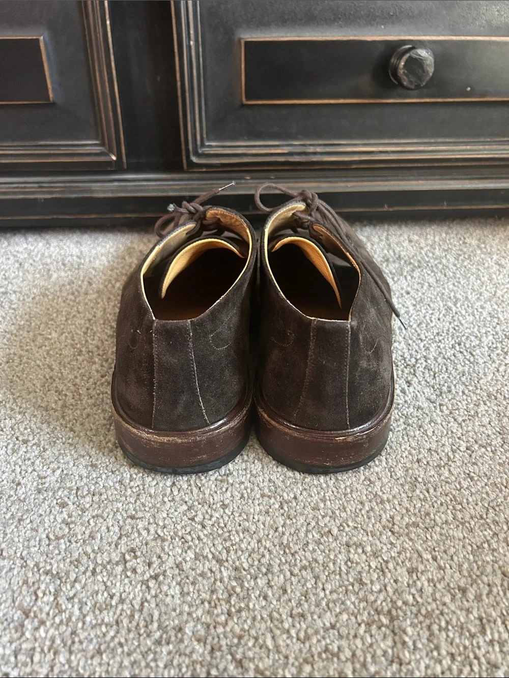 SALVATORE FERRAGAMO Brown Suede Lace-Up Dress Shoes